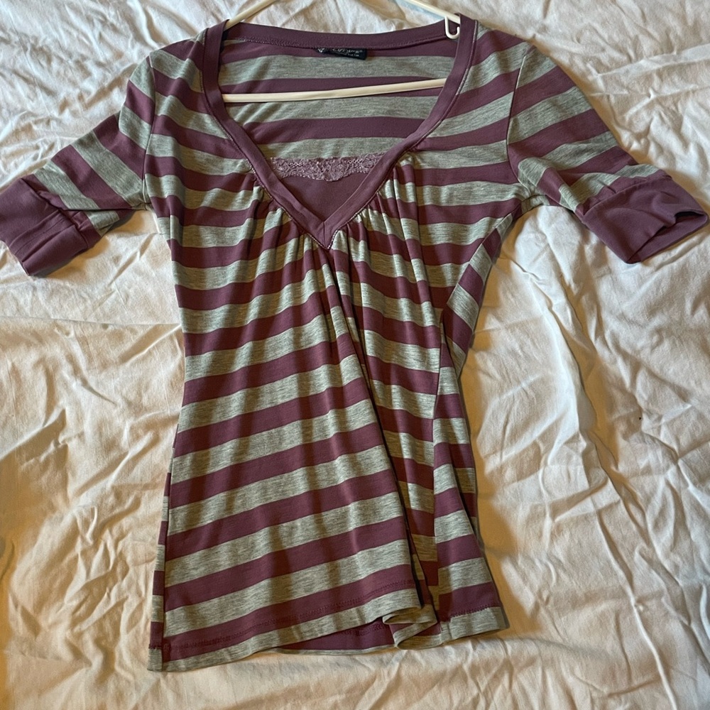 Striped V-Neck Women's Top